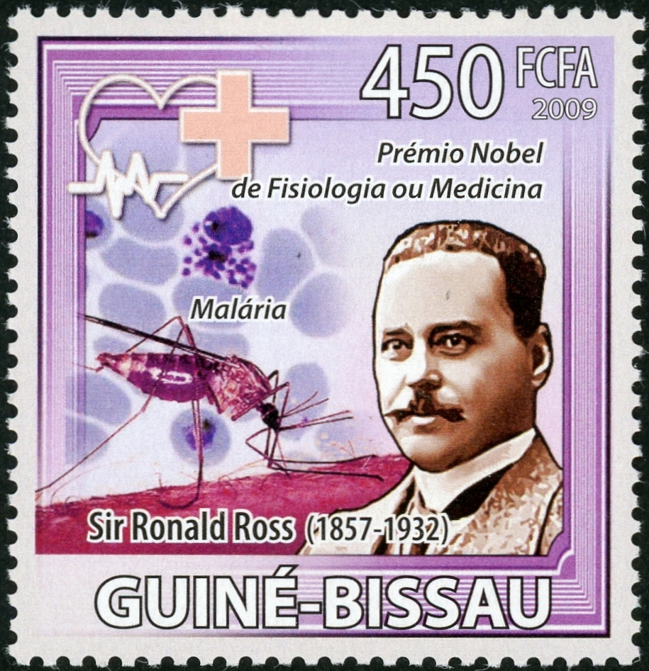 マラリアと蚊3：ギニア・ビサウ（2009年発行）―ロナルド・ロス博士を称える記念切手